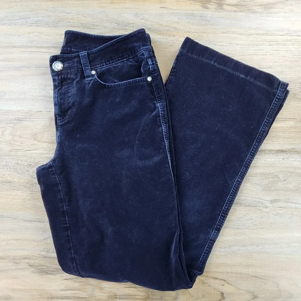 ☔️🔹️INC Bluish Black Velour Luxe Bootcut Pants Size 4/27 - Picture 2 of 13